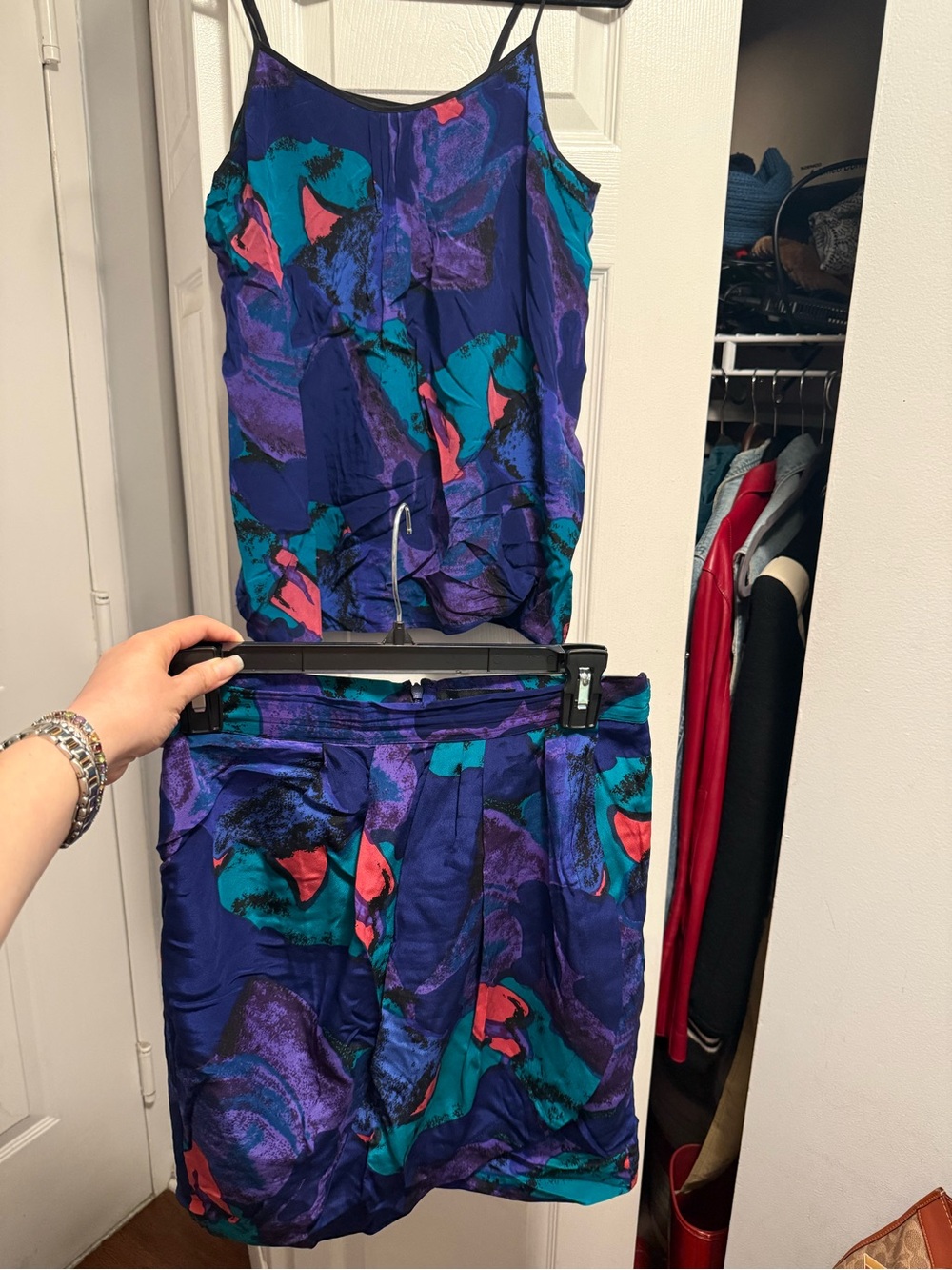 Yumi Kim Blue Teal Purple Abstract Print Two-Piece Set